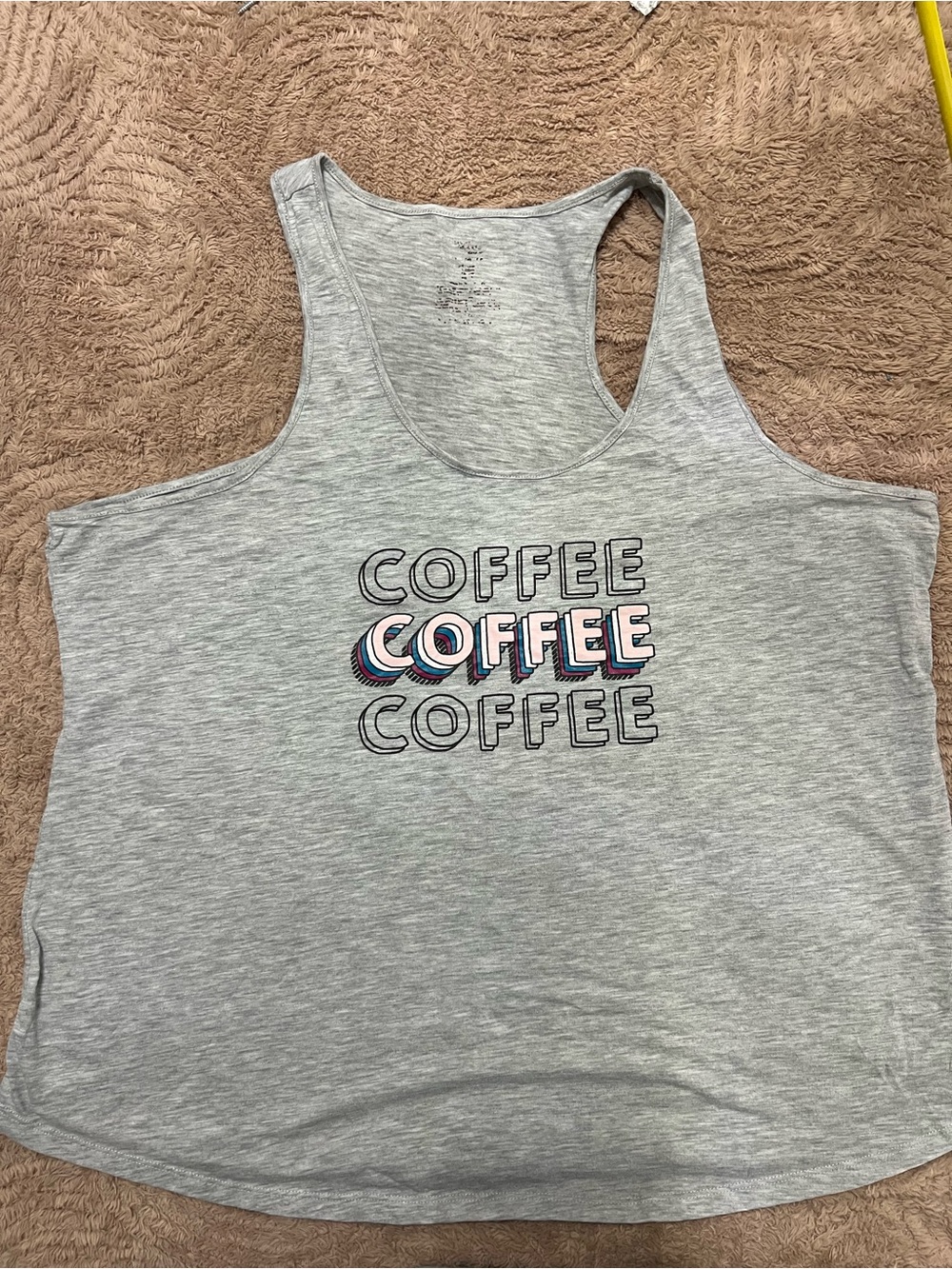 Grey 'Coffee' Graphic Racerback Tank Top